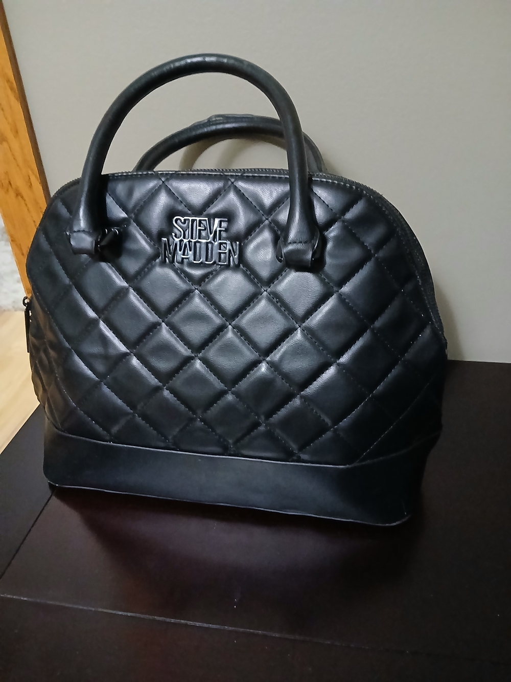 Steve Madden Black Quilted Dome Satchel